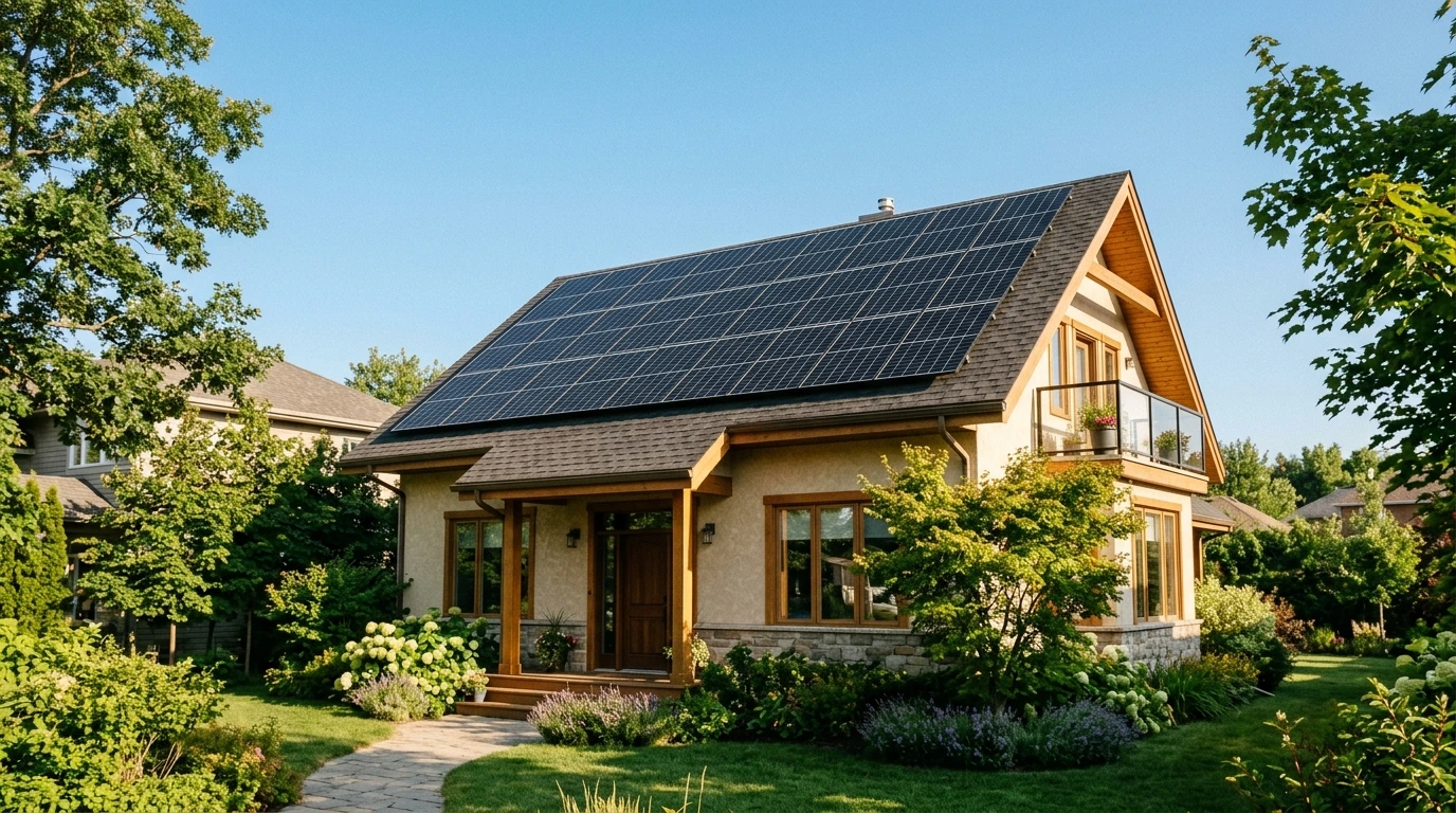 Panneaux solaires sur le toit d'une maison