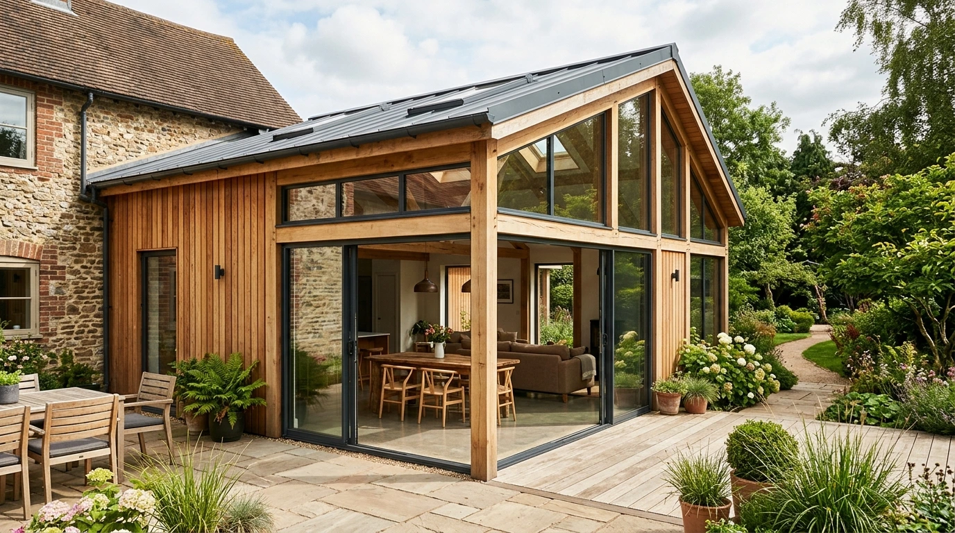 Extension à ossature bois contemporaine