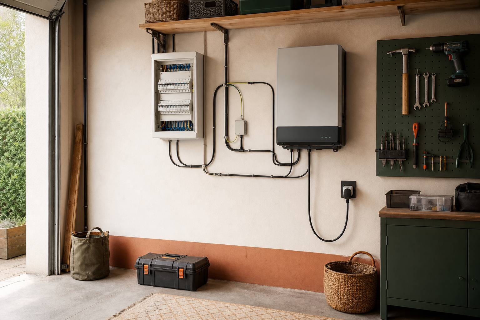 Compteur electrique et onduleur solaire avec schema de branchement et cable de raccordement