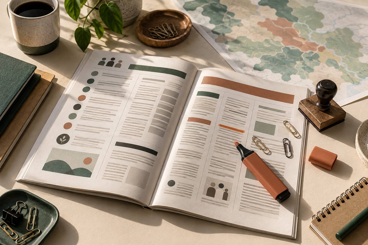 Annuaire d'associations et carte régionale sur une table